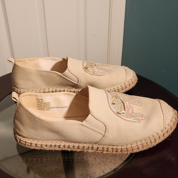 CROWN & IVY size  elephant-theme flat-heel loafers canvas. See note below. - Picture 2 of 7